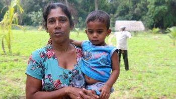 Jeyanthini with her son Satheeshan in Sri Lanka