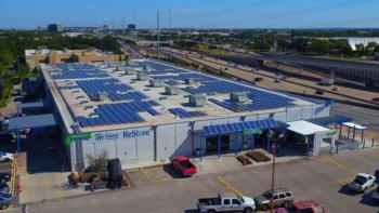 An aerial view of the Austin ReStore.