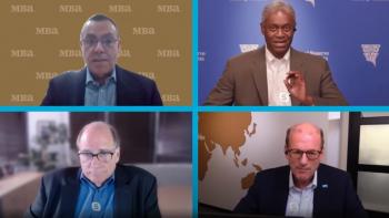 A still from the livestream with the four panelists.