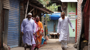 Beguntila informal settlement in Dhaka. The Beguntila slum began around 1999 and has about 700 homes currently.