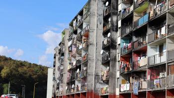 buildings inside one of the biggest Roma slums in Europe - Lunik IX