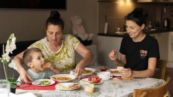 Ukrainian family in their new home