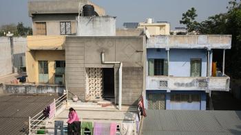 Person on rooftop deck