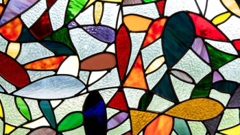 Colorful stained glass in abstract shapes