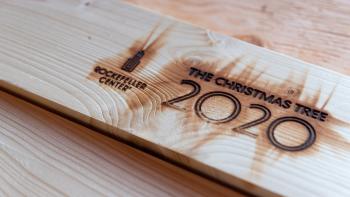 Wood branded with Rockefeller Center Christmas tree 2020.