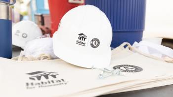 Habitat AmeriCorps branded tool belts and hard hat