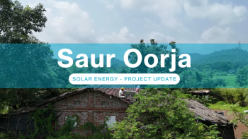 Landscape view with text overlay that reads "Saur Oorja Solar Energy 
