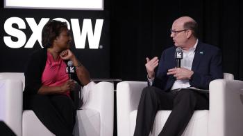 Jonathan Reckford onstage at SXSW 2025 with Lisa Matthews.