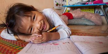 Young girl doing homework