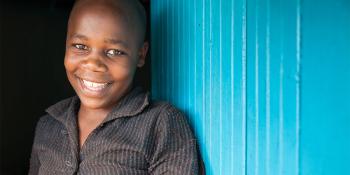 Homeowner, blue door, Kenya