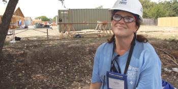Volunteer on a Habitat build site