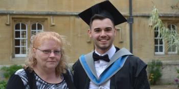 Habitat for Humanity homeowner and her son, who is a Rhodes scholar.