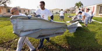 Volunteers clean up with Habitat Hammers Back