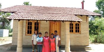 The first family who built their home with compressed stabilized earth blocks in Habitat Sri Lanka's EU project