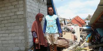 Indonesian families displaced by the earthquake and tsunami