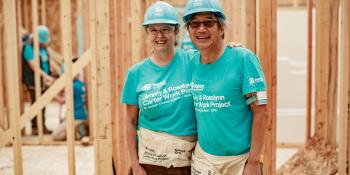 Peter and Kathryn Kim on the build site.