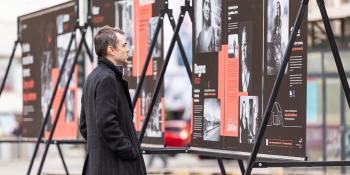 Photo: outdoor photo exhibition Women's Fight for Shelter