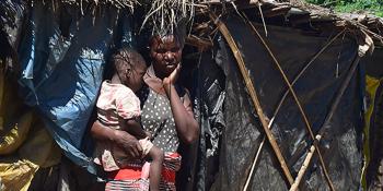 Photo: Grace at the temporary shelter after floods in Malawi