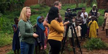 people making film on housing in Uganda  