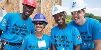 Volunteers on a build site.