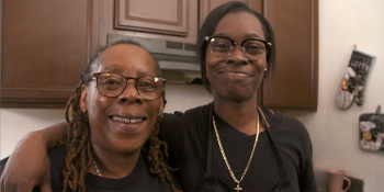 Chef Ro and her mom in the Habitat house she grew up in.