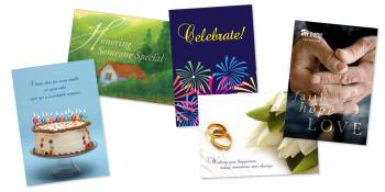 A selection of card images for birthdays, weddings, remembrance and other occasions.