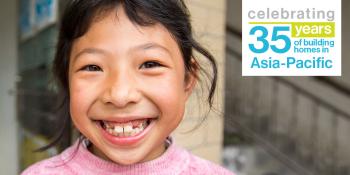 Xinyi, 8, lives in a Habitat home in Guangdong, China