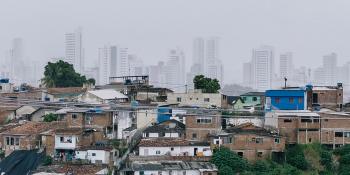 Photo: city of Alta de Santa Terezinha in Brazil. Contrast of slum areas and rich part of the city.