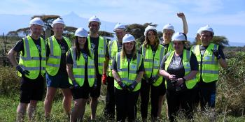 Volunteers during the build