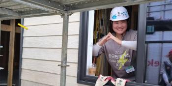 Habitat Korea supporter Kim Eun-jin at a build site