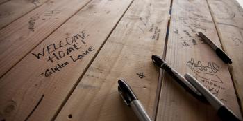 Signed wood.