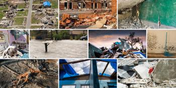 collage of disaster images. 