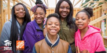 Habitat, Home Depot logos,family photo