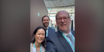  Left to right: Boram Kim, James Schell and Jonathan Reckford taking a selfie video on site at World Urban Forum.