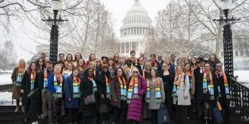 Participants in Habitat on the Hill 2025 stand in front of the Capitol.