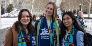 Three advocacy volunteers pose for a photo during Habitat on the Hill.