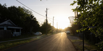 The street where new homes are being built by Habitat For Humanity of Jacksonville is illuminated by the early morning light. 