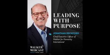 Promotional graphic with photo of Jonathan advertising appearance on Walker Webcast.
