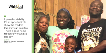 LaShon, Jerry and their kids smile in new home