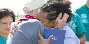 Jimmy Carter and Semira in an emotional embrace