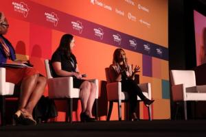 H28 on stage at panel discussion
