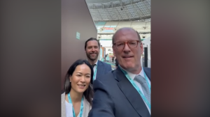  Left to right: Boram Kim, James Schell and Jonathan Reckford taking a selfie video on site at World Urban Forum.