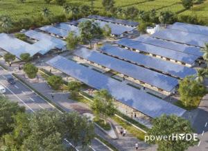 aerial view of long structures