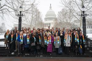 Participants in Habitat on the Hill 2025 stand in front of the Capitol.