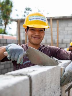 Volunteer on Mexico build site.