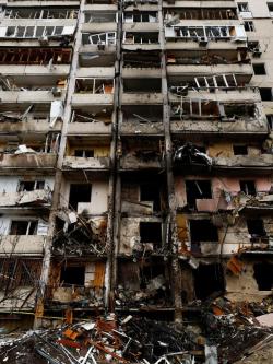 bombed building in Ukraine