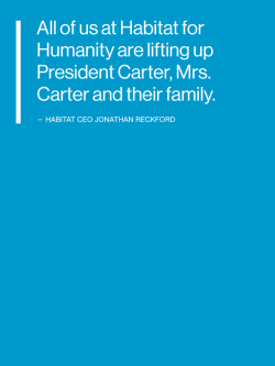 Graphic that reads: “All of us at Habitat for Humanity are lifting up President Carter, Mrs. Carter and their family.” 