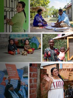 Photo collage of homeowners, children, and advocates from around the world.