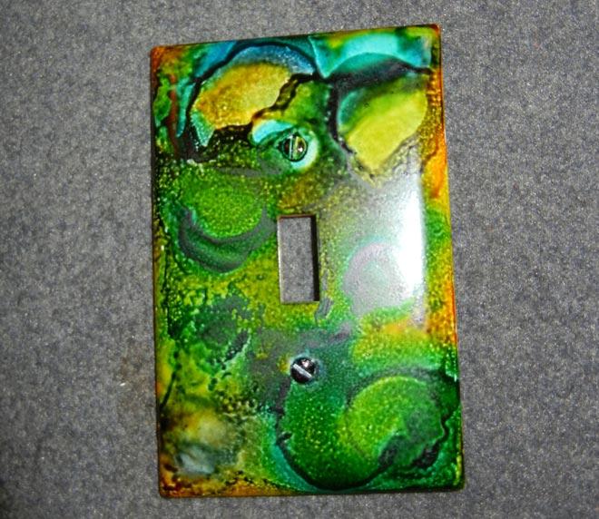 Alcohol ink light switch plate
