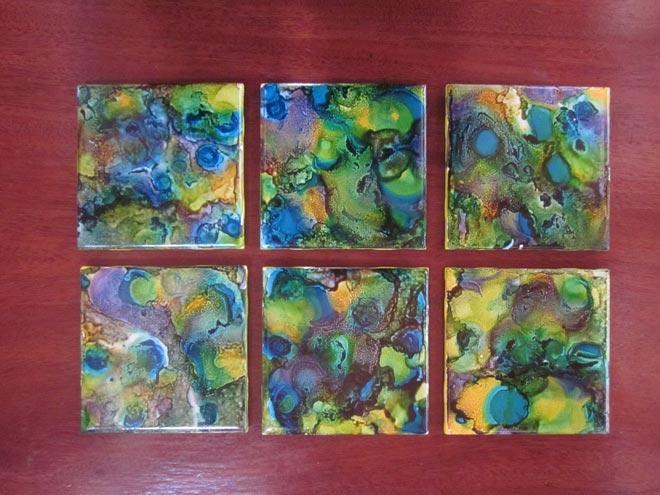 How to Paint with Alcohol Ink on Tile 